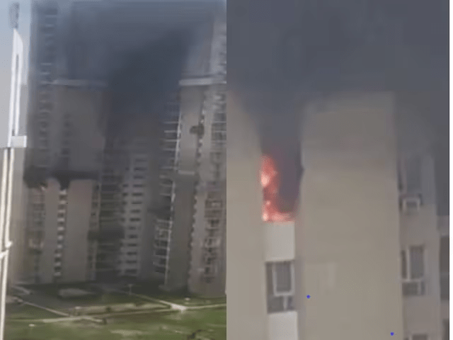 Massive Fire Breaks Out in Noida Sector 100 - AC Blast Sparks Fire Safety Concerns